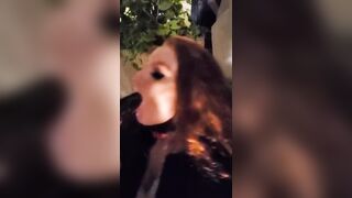 Red Head blown big black dick rough