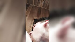 licks cunt into sauna