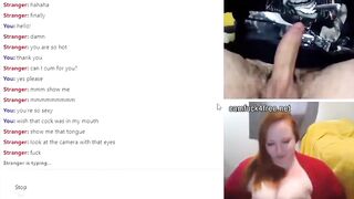 Chubby Ginger showing her long saggy melons help dude mastruba