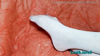 Her Red Foot inside White Stockings Stockings Feet Bdsm