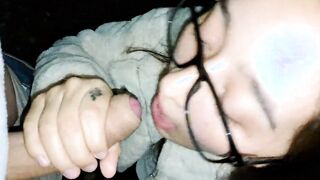 Stepsister give a fellatio while taking a walk inside the woods public