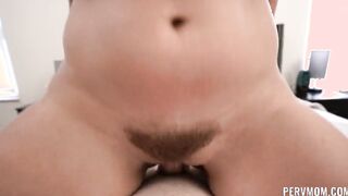Milf Milf Pumping Breast While Jumping On the Bed With Step Son.
