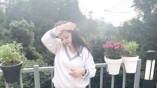 Cutie Gf Lara is touching her boobs outdoors