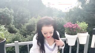 Cutie Gf Lara is touching her boobs outdoors