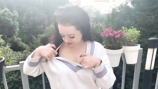 Cutie Gf Lara is touching her boobs outdoors
