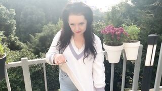 Cutie Gf Lara is touching her boobs outdoors