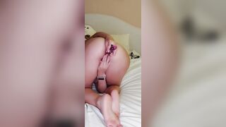 AMATEUR using a glass SEX TOY inside her INNOCENT BUTT!