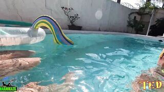 Pool party everyone came to suck my cock