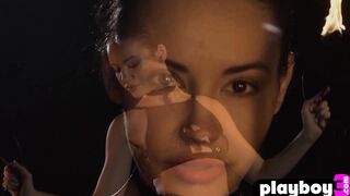 Cute teen Elilith Noir playing with fire