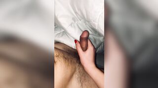 Fiance masturbates my penis that tears open lingerie