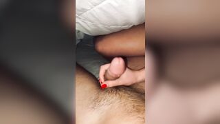 Fiance masturbates my penis that tears open lingerie