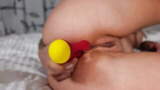 Very tight butt is pushed on a dry oil penis! Anal