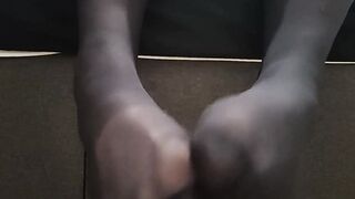 Foot into the nylon toes bdsm