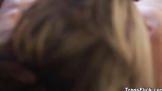 Jade's she-dick fuck Whitney's ass and pussy