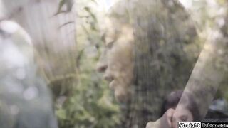 Latina makes bully lick her cunt outdoor