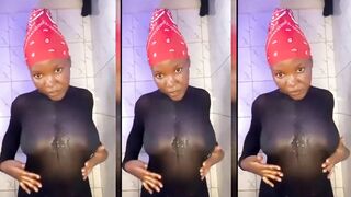 African Catsuit Leaking Vibrator Orgasm