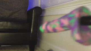 anal plug inside the butt is shaking rough from wild fucking into doggie position