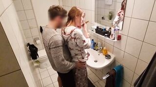 Stepsister Booty Nailed Rough Into The Restroom And Everyone Can Hear The Smacks