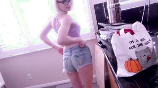 Perfect Teen with glasses sucks big cock at audition