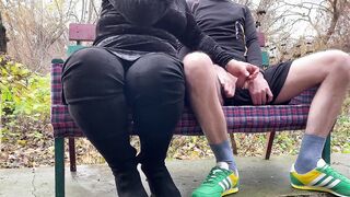 cougar into high boots gets cum hand cream