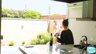 MY HUBBY CAUGHT ME FUCKING WITH THE BOY WHO CLEANS THE POOL AND HE JOINED TO THE PARTY, THEY BREAKED MY BOOTY