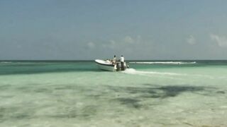 Incredible Vittoria Risi always Hot and friendly has sex with 2 guys dig a double penetration on an exotic beach