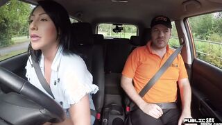 Curvy big ass and bigboobs cougar banged inside the vehicle inside