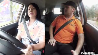 Curvy big ass and bigboobs cougar banged inside the vehicle inside