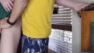 Standing missionary cheating fiance while her hubby is outdoor on