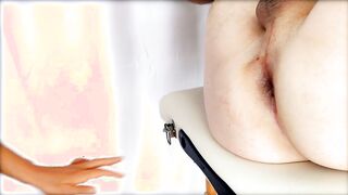 Having Fun with lollipops inside his butthole and Fisting his butt with a ebony glove painful fist rimjob french