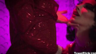 After a nice show, TS Ariel and Kenzie bangs on stage