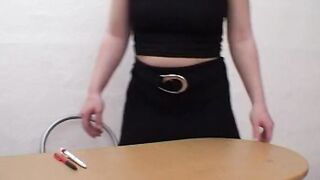 Outstanding German blonde having fun with a dick and a sex toy