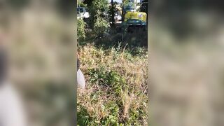 Very risky piss drinking clip during the day next to a busy road