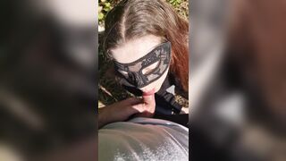Very risky piss drinking clip during the day next to a busy road