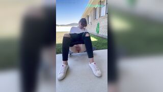 Inked skater bimbos got rough soak orgasm into outdoor