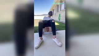 Inked skater bimbos got rough soak orgasm into outdoor