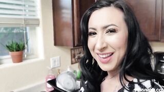 Milf Bib Boobies Booty Cougar Seduced His Step Son By Her Booty While Cleaning Dished inside Kitchen