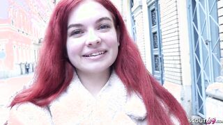 GERMAN SCOUT - Red Head tiny 18 Year Old Miss Olivia at Hard Casting Screwed