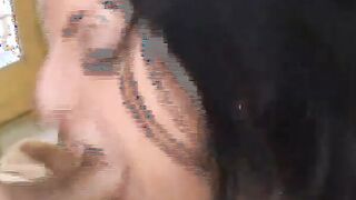 vulgar dark hair lets 2 dicks stick into her vagina