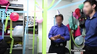 Surprise gangbang party at the security office
