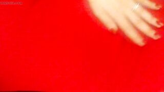 Day gentle crazy sexy striptease inside a red dress. Close-up
