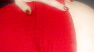 Day gentle crazy sexy striptease inside a red dress. Close-up