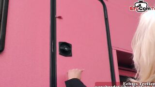 Stupid german blonde seduced on Street pick up