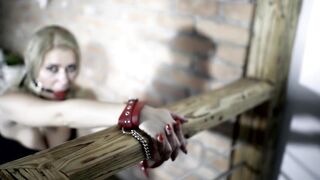 BONDAGE Rough Deeply and Boned Training. Handcuffed Kate Truu on the leash