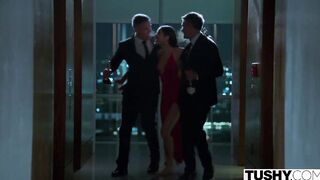 TUSHY Sultry Actress Emily gets DPed by her two co-stars