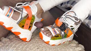 Platform sport sandals devils pedicure and a long load of cum for them