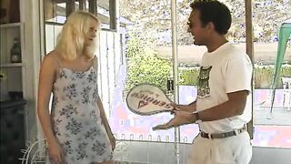 plays with large dick while her BF is at tennis