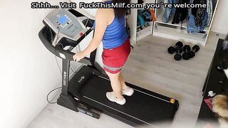Cuckolding with a thief on a treadmill, he handcuffed me and made me his slave