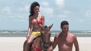 3Some at the beach! Cutie MILF knows what she needs!