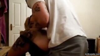 Tied up chubby slut treated like a street whore